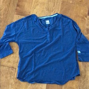 North Face long sleeve blue tee shirt